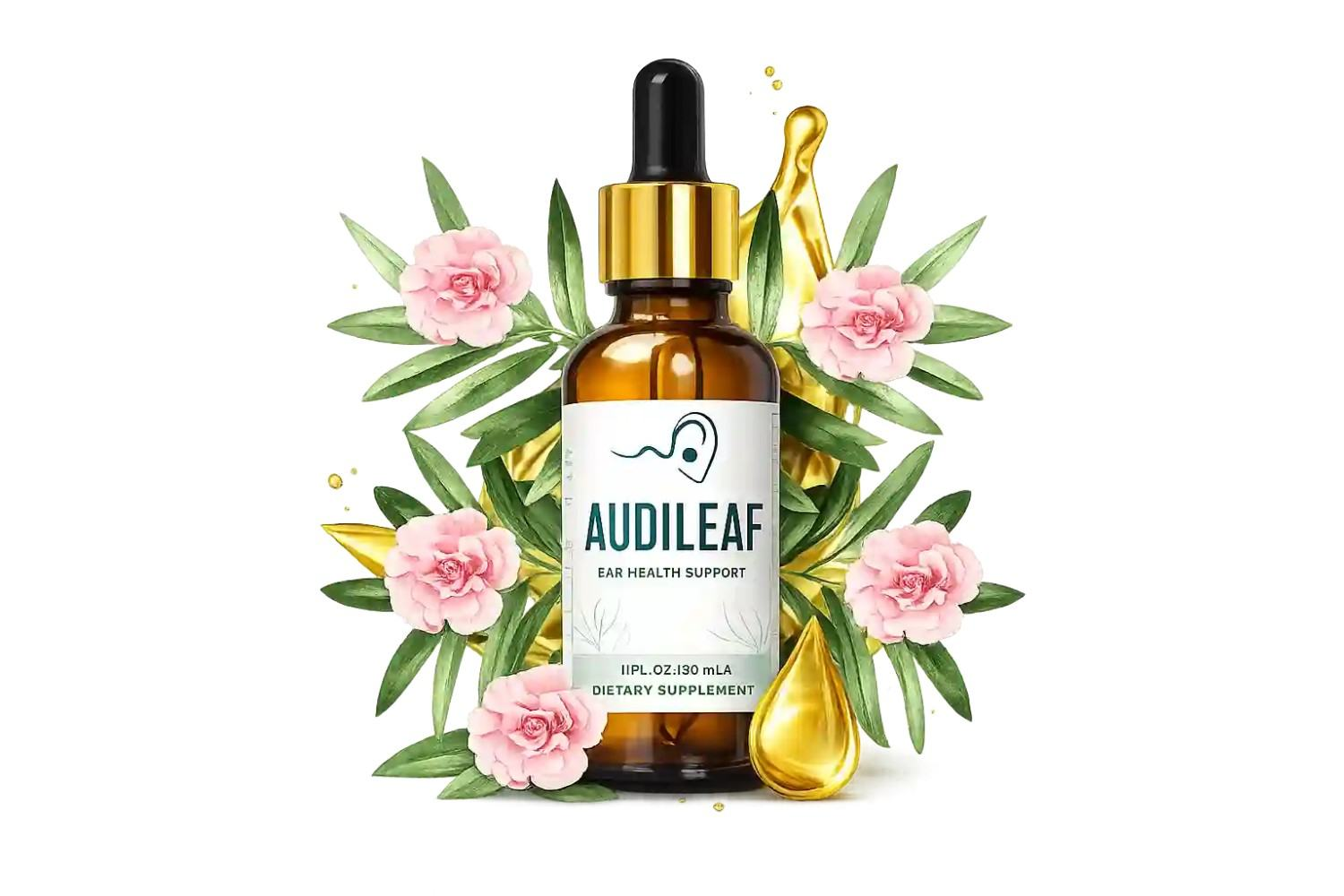 AudiLeaf liquid dropper bottle for hearing and ear health wellness support